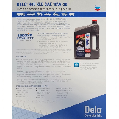 Delo 400 XLE SAE 10W-30 Sell Sheet - French