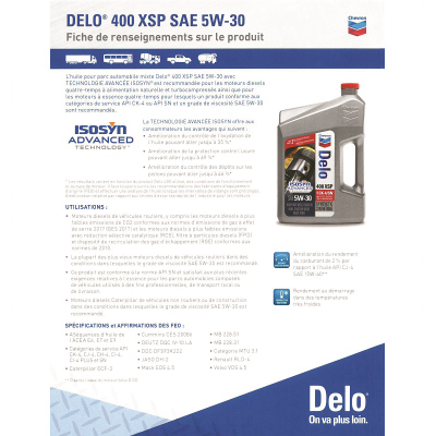 Delo 400 XSP SAE 5W-30 Sell Sheet - French