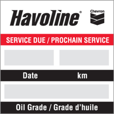 Havoline Oil Change STICKERS (Non-Personalized) (Roll/500)